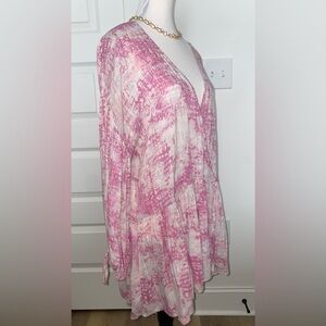 Skylar + Madison Pink and White V-Neck Boho Dress